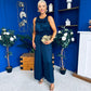 Bella High Neck Satin Jumpsuit Coral Navy