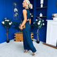 Bella High Neck Satin Jumpsuit Coral Navy