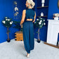 Bella High Neck Satin Jumpsuit Coral Navy
