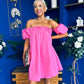 Kiley Bardot Mini Shift Dress Cerise