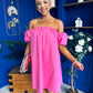 Kiley Bardot Mini Shift Dress Cerise