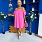 Kiley Bardot Mini Shift Dress Cerise