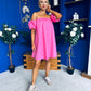 Kiley Bardot Mini Shift Dress Cerise