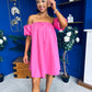 Kiley Bardot Mini Shift Dress Cerise