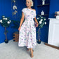 Breffy Asymmetric Neckline Skater Midi Floral Purple