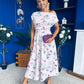 Breffy Asymmetric Neckline Skater Midi Floral Purple