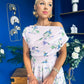 Breffy Asymmetric Neckline Skater Midi Floral Purple