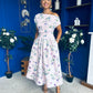 Breffy Asymmetric Neckline Skater Midi Floral Purple