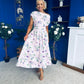 Breffy Asymmetric Neckline Skater Midi Floral Purple