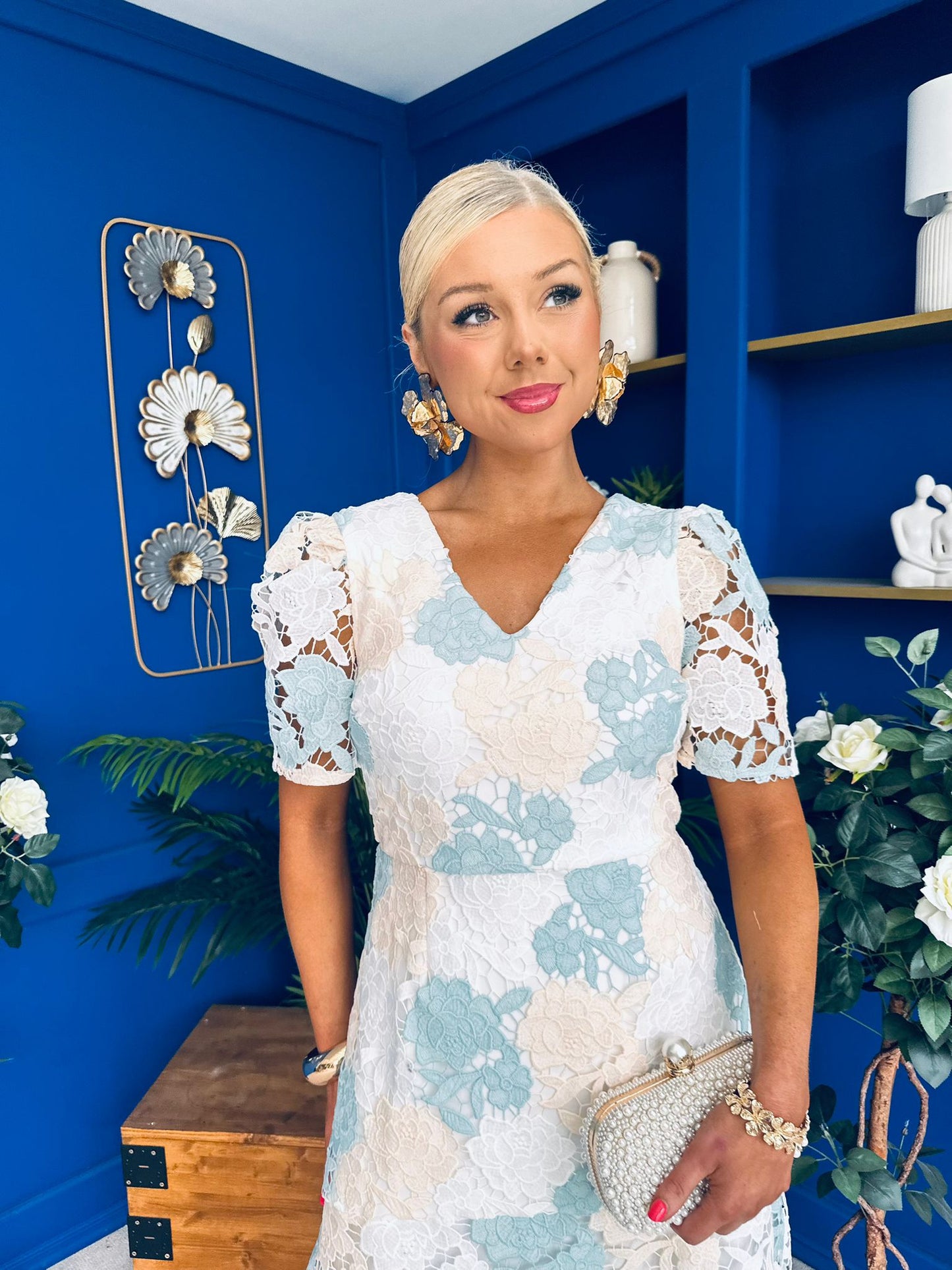 Myrtle V Neck A Line Floral Pastel Lace Midi Dress PRE ORDER Arriving May 23 Myrtle V Neck A Line Floral Pastel Lace Midi Dress PRE ORDER Arriving May 23