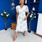 Myrtle V Neck A Line Floral Lace Midi Dress Pastel