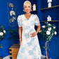 Myrtle V Neck A Line Floral Lace Midi Dress Pastel