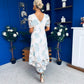 Myrtle V Neck A Line Floral Lace Midi Dress Pastel
