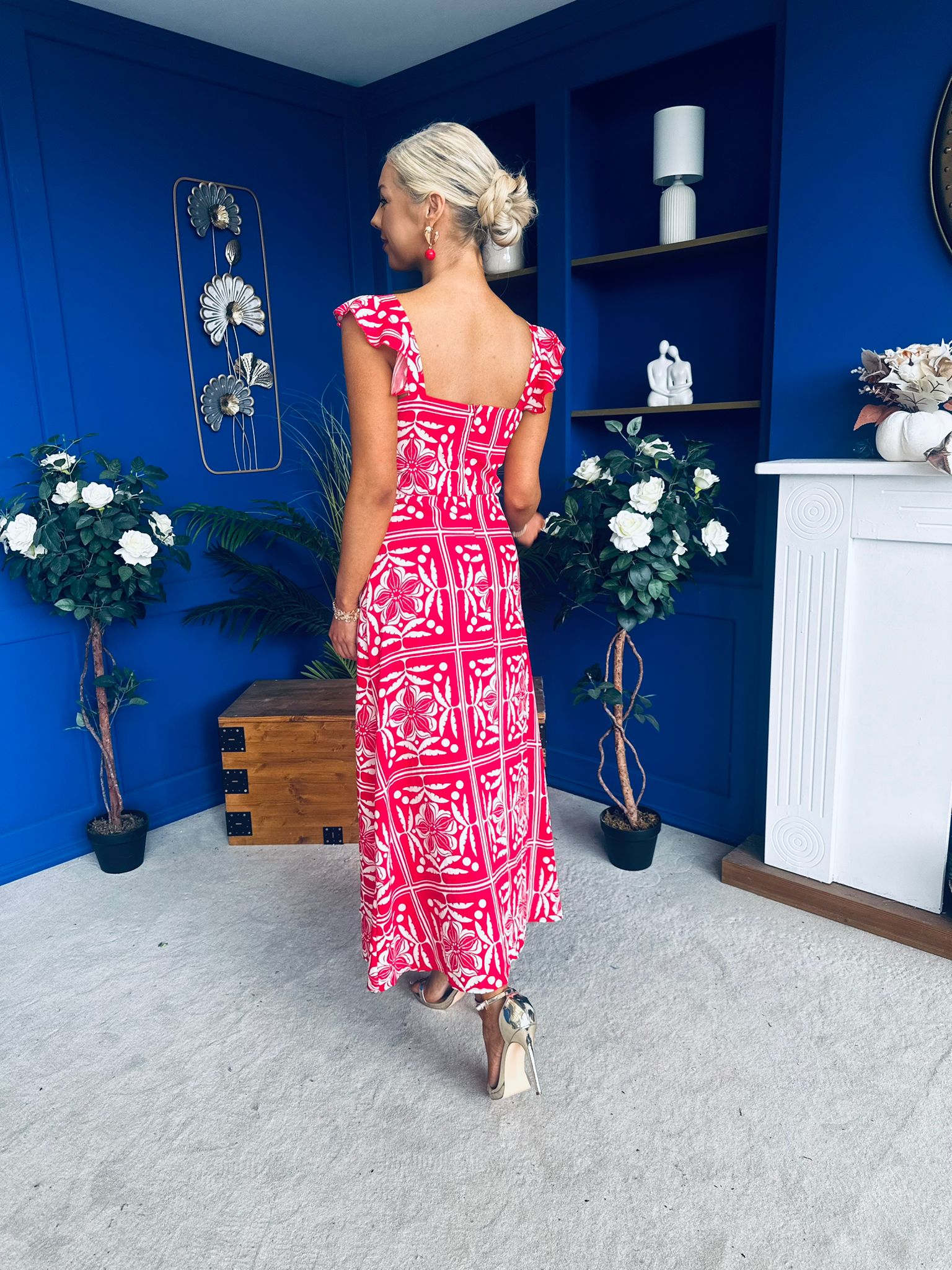Orla Broderie Anglaise Floral Border Maxi Dress Red – Canella Lane