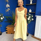 Autumn Detailed Strappy Midi Dress Yellow