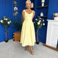 Autumn Detailed Strappy Midi Dress Yellow