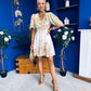 Azelia Puff Sleeve V Neck Mini Dress Floral Yellow