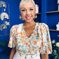 Azelia Puff Sleeve V Neck Mini Dress Floral Yellow