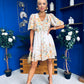 Azelia Puff Sleeve V Neck Mini Dress Floral Yellow