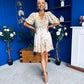 Azelia Puff Sleeve V Neck Mini Dress Floral Yellow
