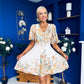 Azelia Puff Sleeve V Neck Mini Dress Floral Yellow