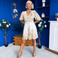 Azelia Puff Sleeve V Neck Mini Dress Floral Yellow