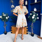 Azelia Puff Sleeve V Neck Mini Dress Floral Yellow
