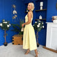 Autumn Detailed Strappy Midi Dress Yellow