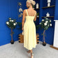 Autumn Detailed Strappy Midi Dress Yellow