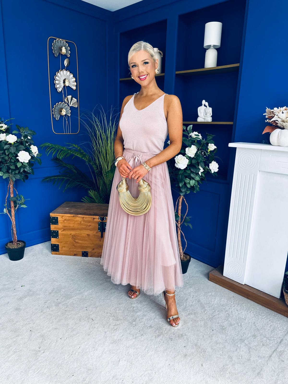 Celine Detailed Tulle Skirt Blush