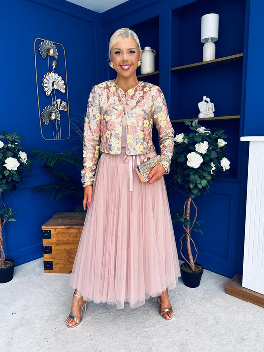 Celine Detailed Tulle Skirt Blush