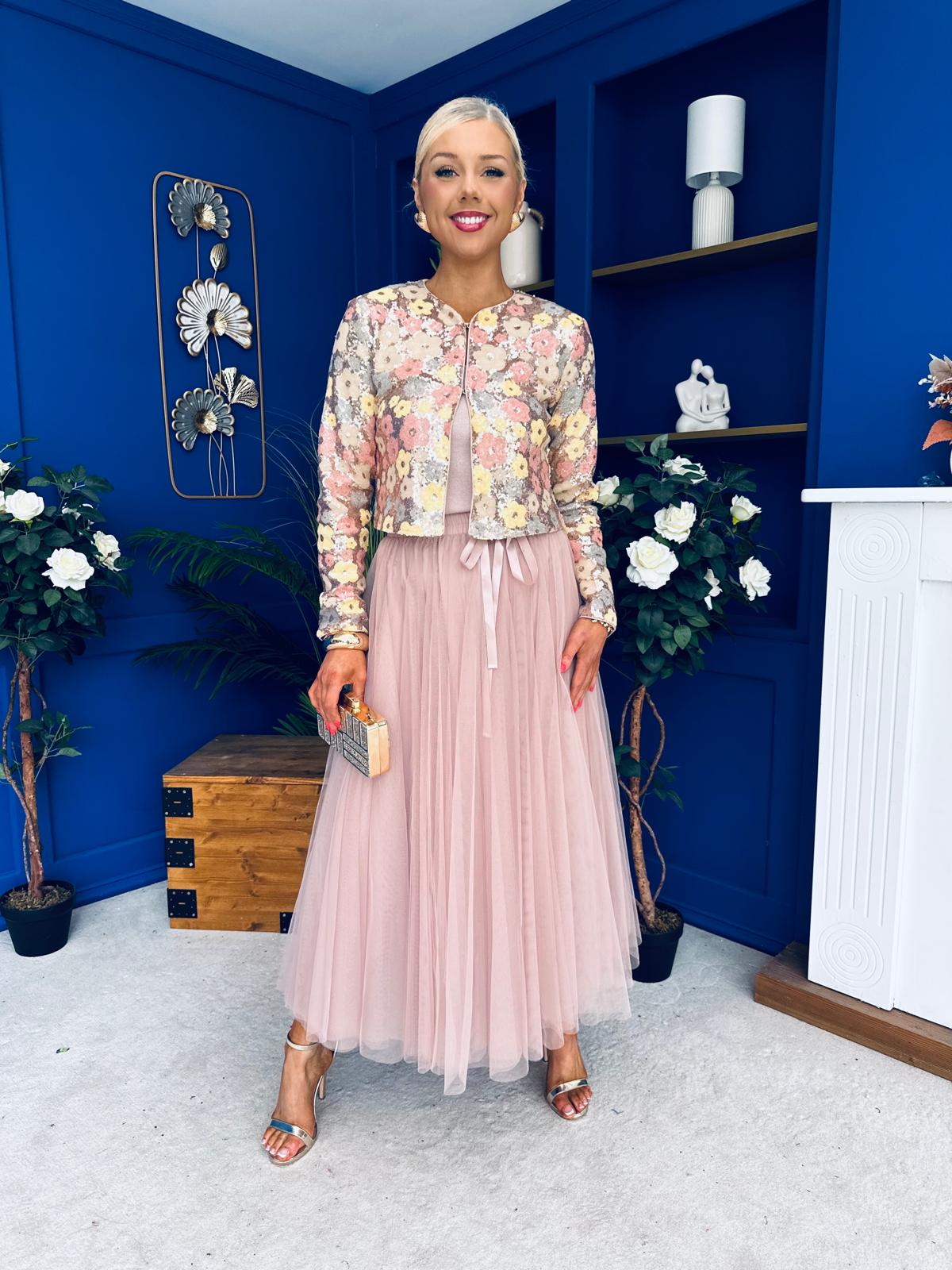 Celine Detailed Tulle Skirt Blush