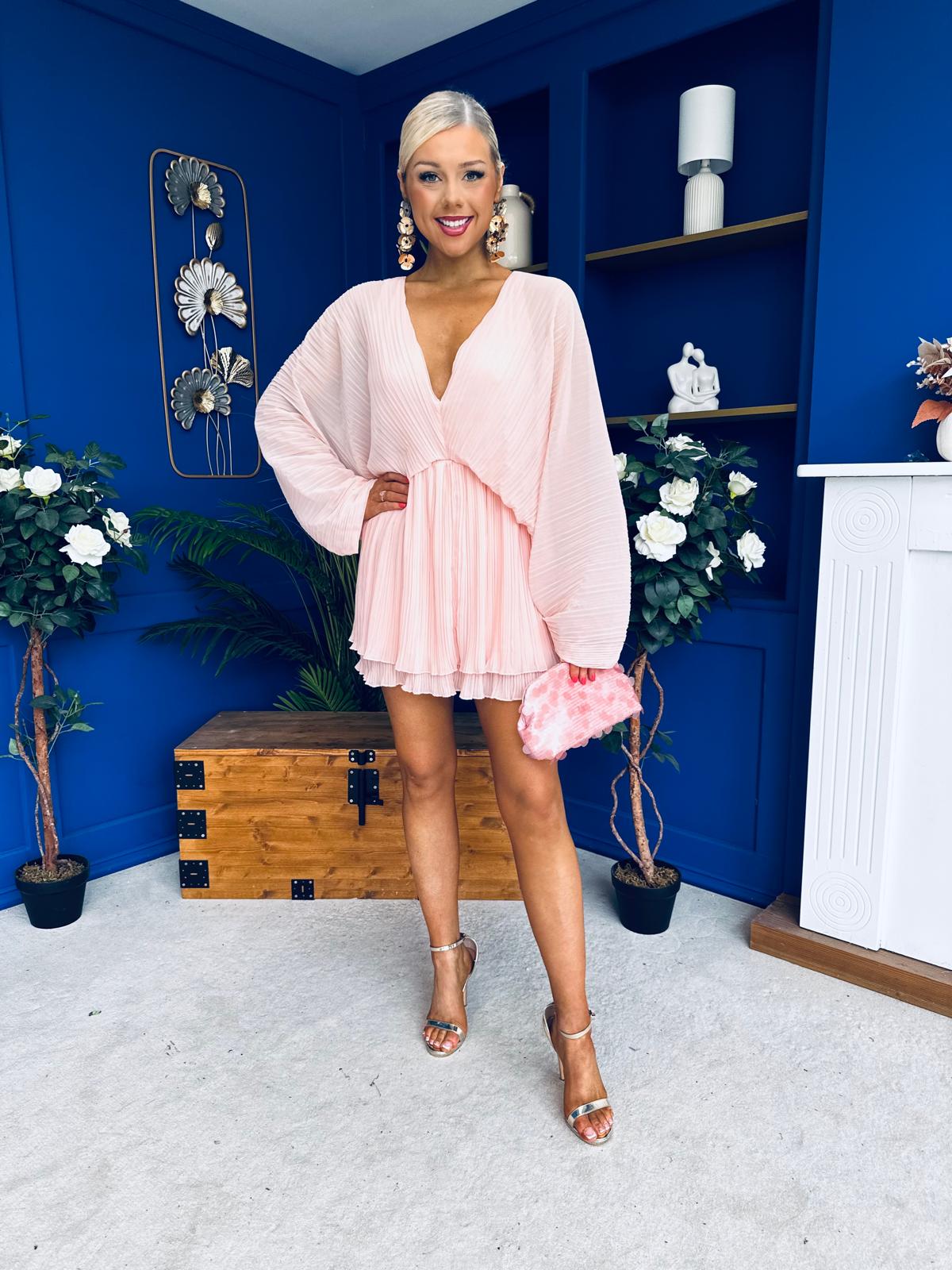 Beky Micro Pleat Playsuit Pwr Pink