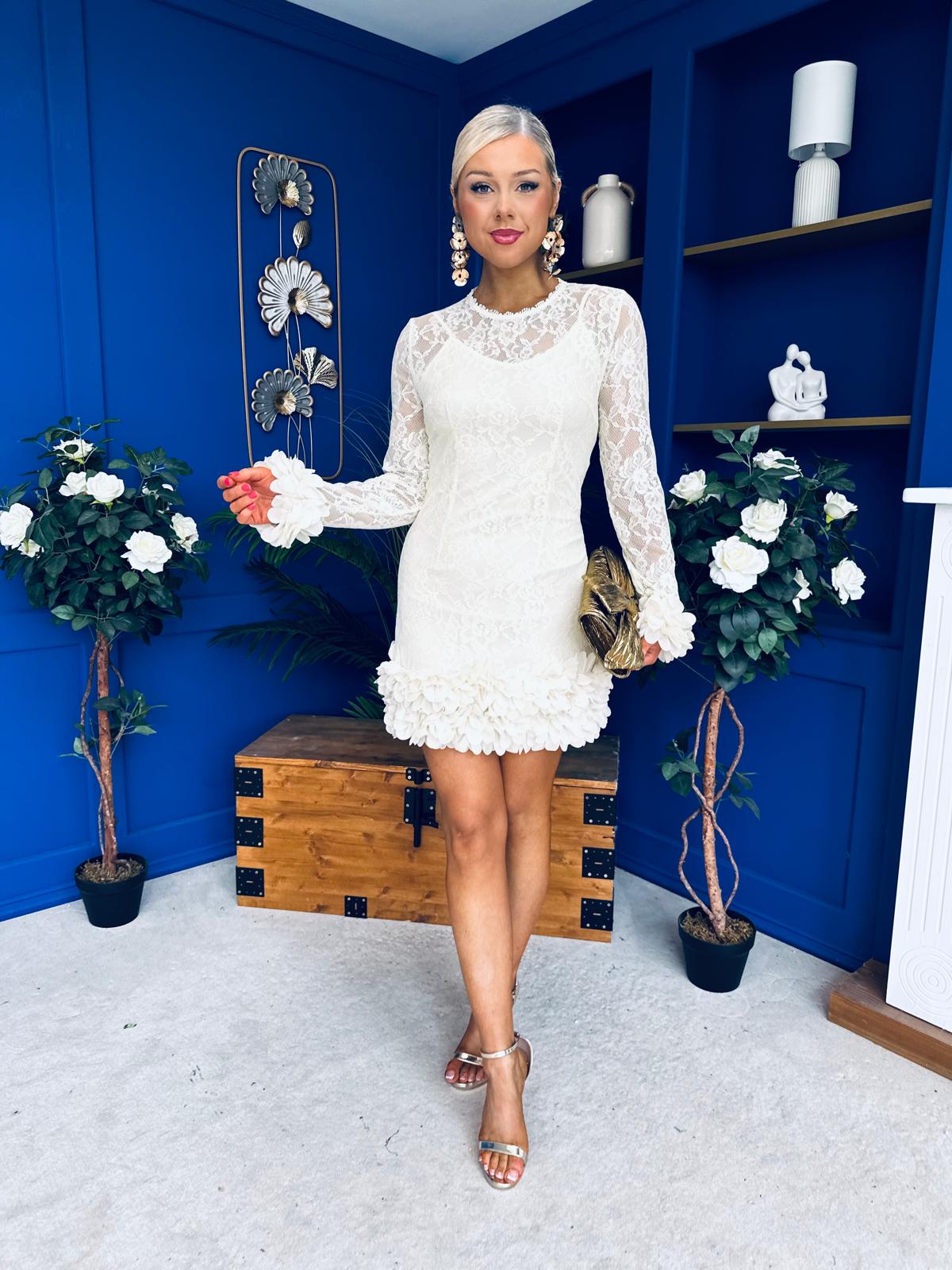 Casandra Lace Detailed Mini Dress Yellow