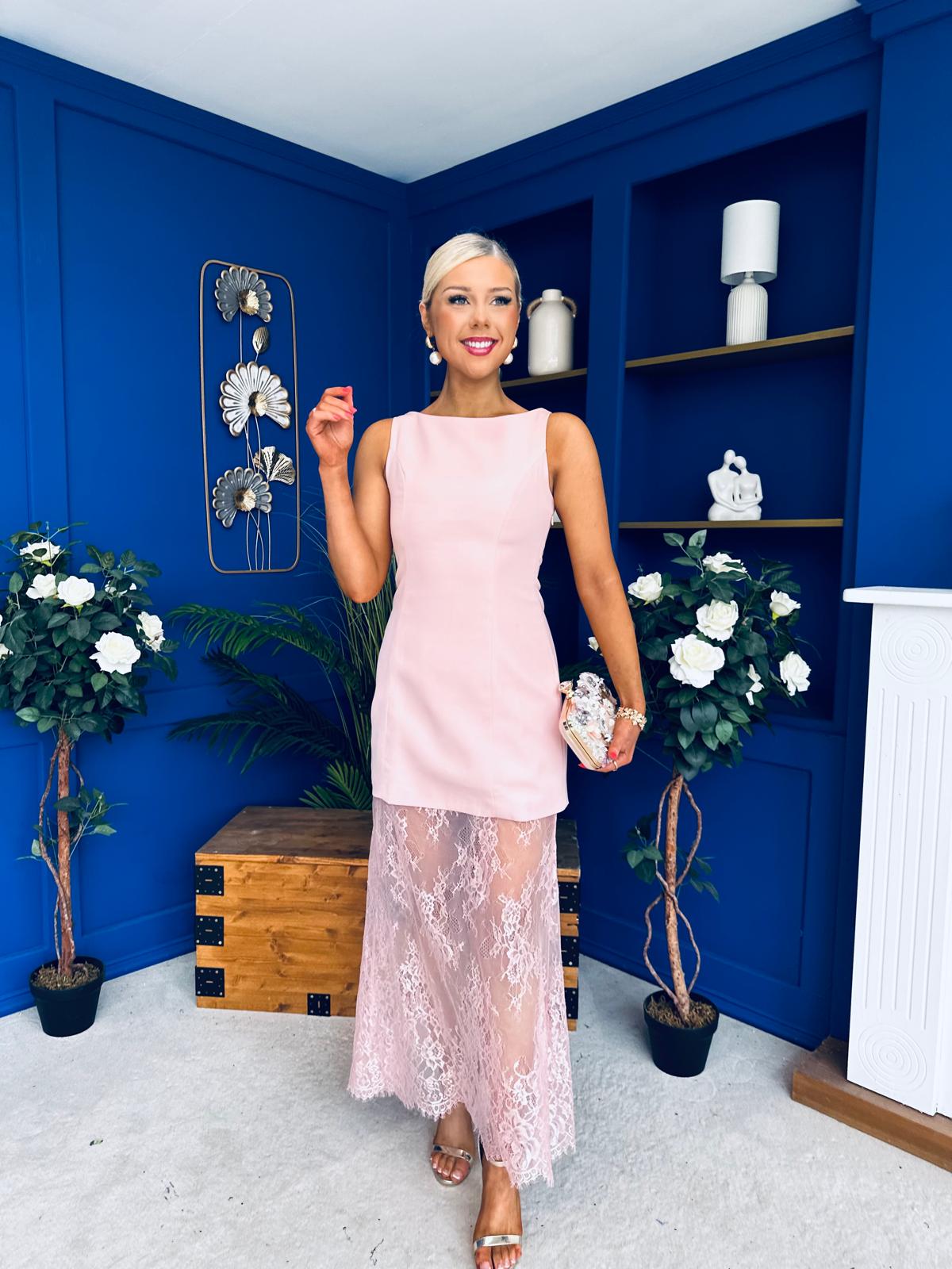 Pauline Detailed Midi Dress Blush
