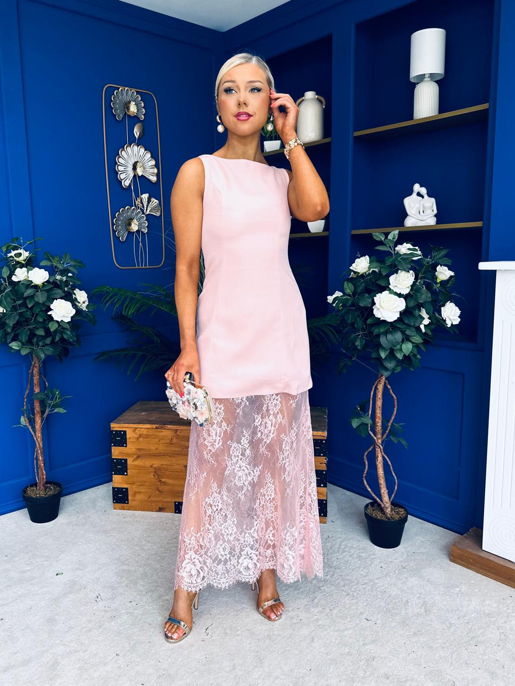 Pauline Detailed Midi Dress Blush