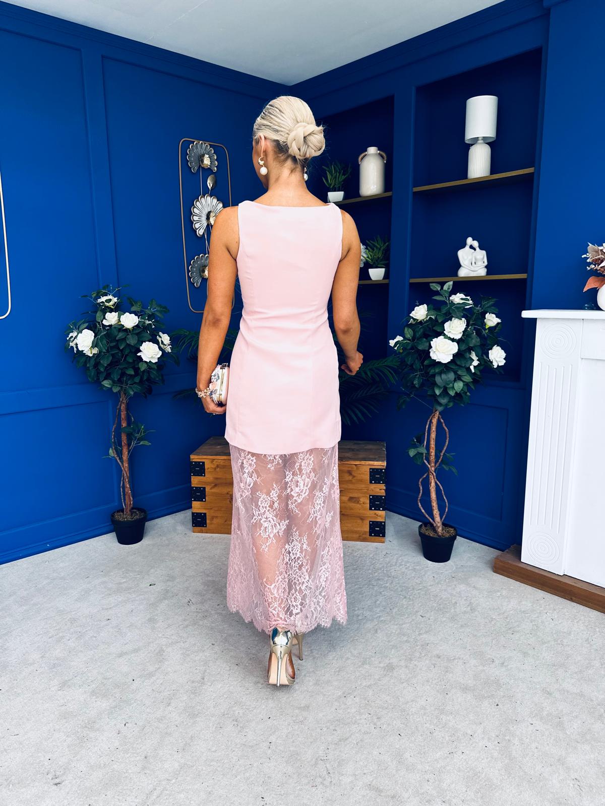 Pauline Detailed Midi Dress Blush