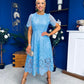 Niamh Crochet Occasion Midi Dress Blue