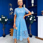 Niamh Crochet Occasion Midi Dress Blue
