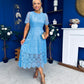 Niamh Crochet Occasion Midi Dress Blue