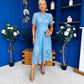 Niamh Crochet Occasion Midi Dress Blue