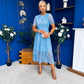 Niamh Crochet Occasion Midi Dress Blue