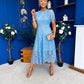 Niamh Crochet Occasion Midi Dress Blue