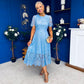 Niamh Crochet Occasion Midi Dress Blue