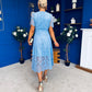 Niamh Crochet Occasion Midi Dress Blue
