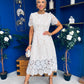 Niamh Crochet Occasion Midi Dress White