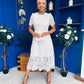 Niamh Crochet Occasion Midi Dress White