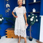 Niamh Crochet Occasion Midi Dress White