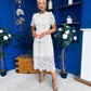 Niamh Crochet Occasion Midi Dress White