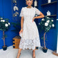 Niamh Crochet Occasion Midi Dress White